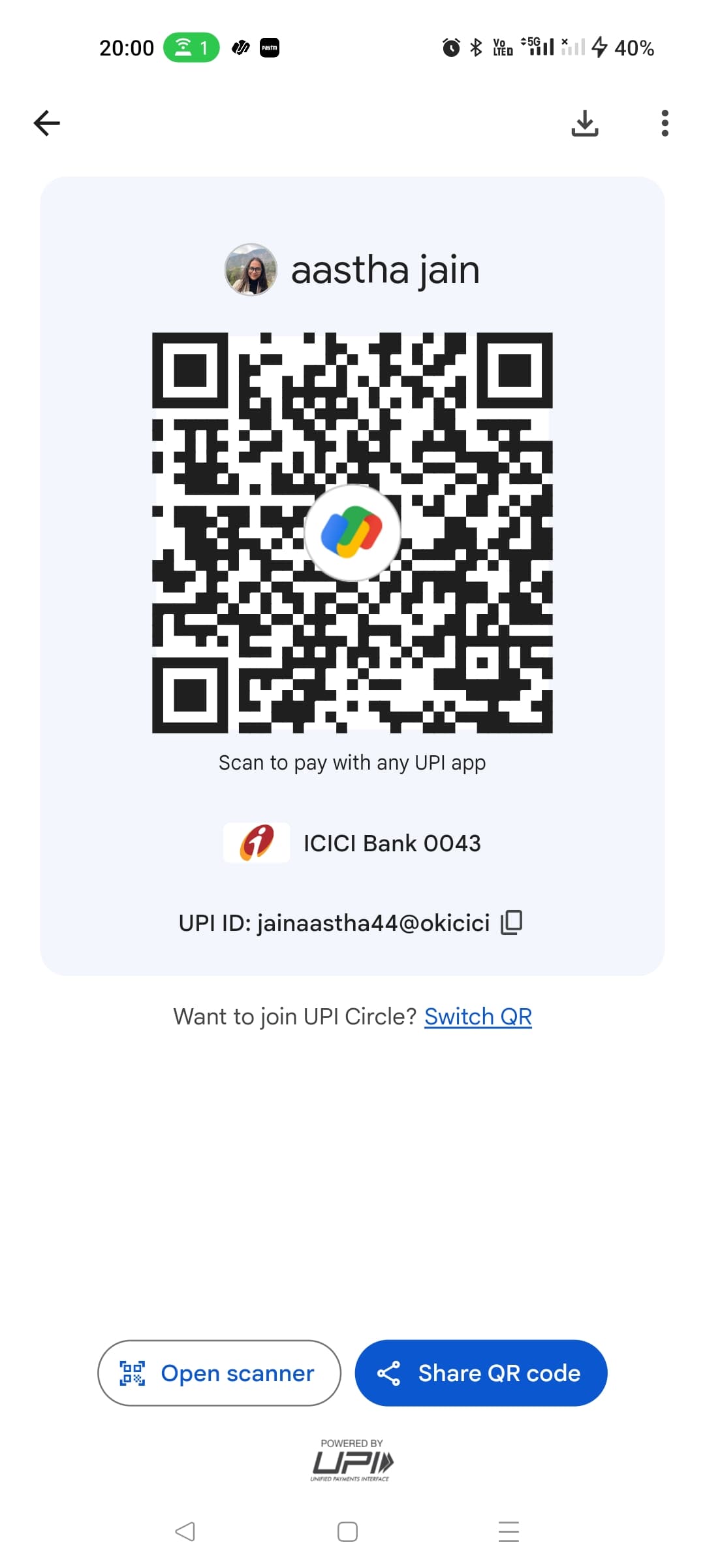 UPI QR code
